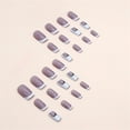 thumbnail image 2 of Fofosbeauty 24pcs Press on False Nails, Medium Square Fake Acrylic Nails, French Glitter Buds Purple White, 2 of 11