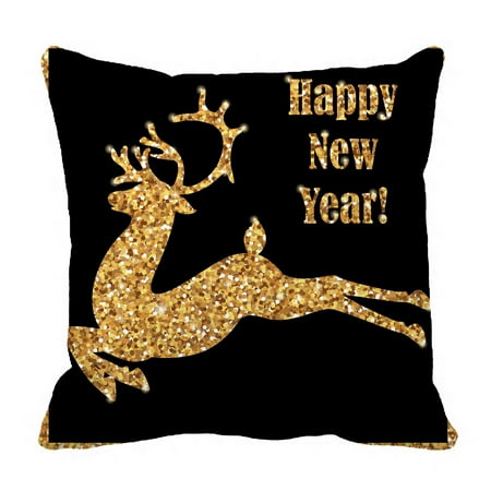 Reindeer Cushion YKCG Christmas Silhouette of the Deer Golden Reindeer Pillowcase Pillow Cushion Case Cover Twin Sides 18x18 inches ()