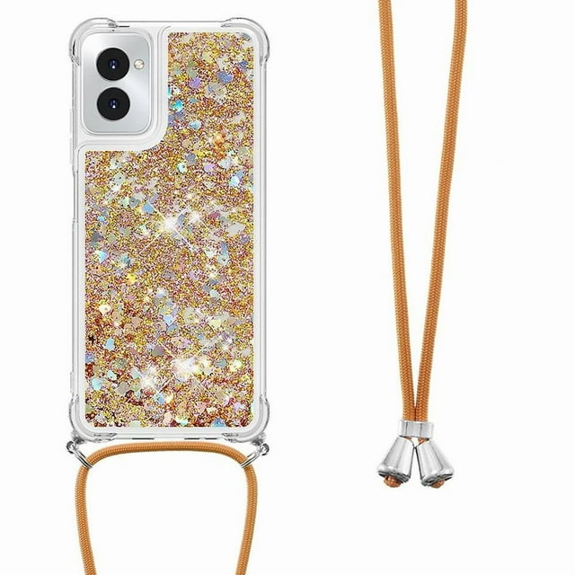 Funda FOXDOCK para Motorola Moto G Power 5G 2024 con Cuerda Ajustable, Brillo Líquido, Protección Antigolpes y Lente – Ideal para Regalo
