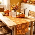 thumbnail image 4 of geerera Fall Embroidered Table Runner with Scalloped Edge, Rustic Harvest Long Tablecloth, Autumn Maple Leaf Decor for Dining Table, Outdoor Picnic & Thanksgiving Home, 73", 4 of 6
