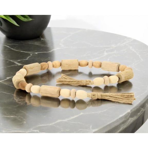 HomeRoots 571111 40 in. Brown Wood Beads & Rope Decorative Tassel
