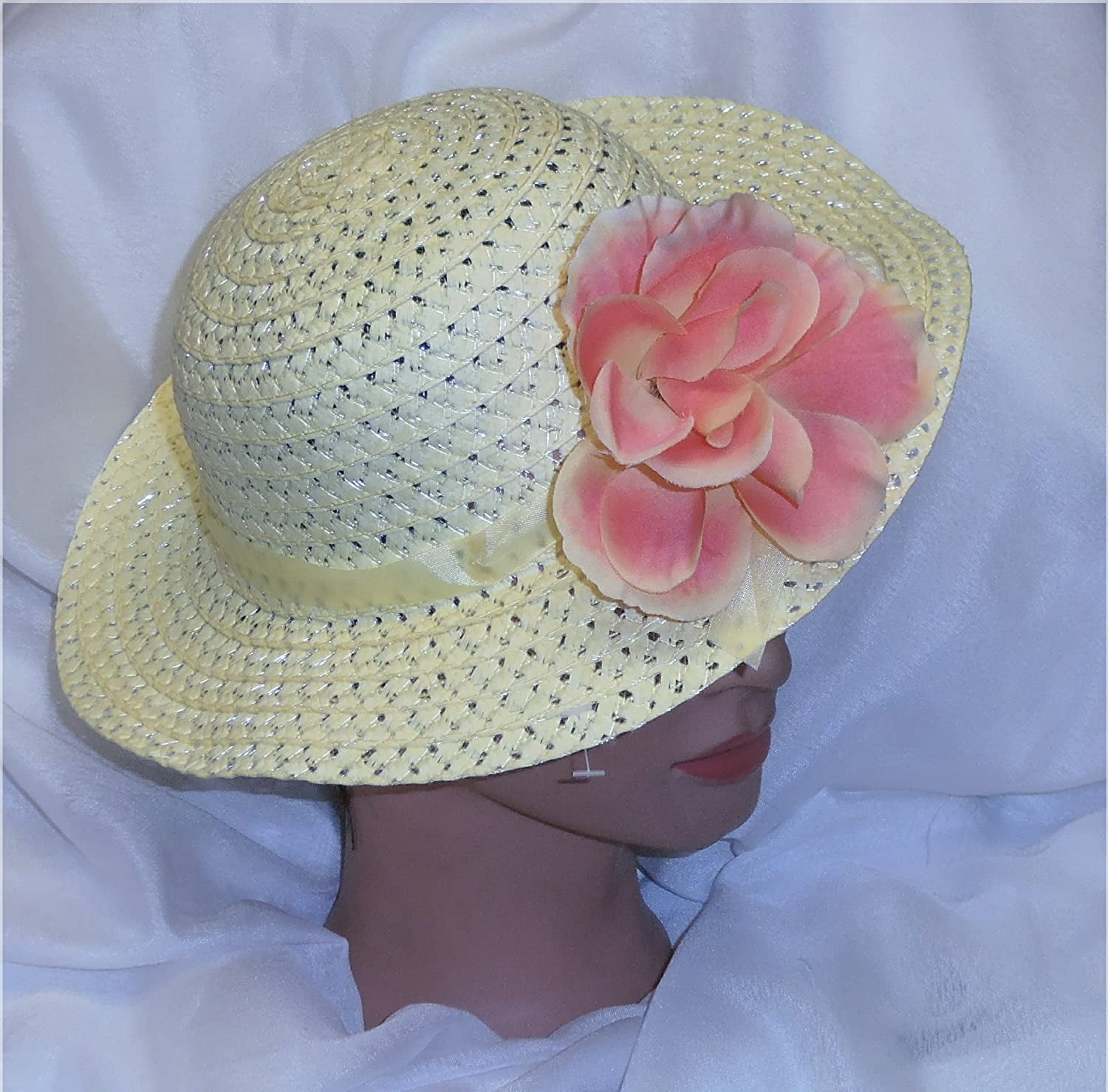 Design R Kidz Girls Easter Hat Teaparty Hat Yellow w/Pink \u0026 Yellow Flower, Girl's, Size: One Size