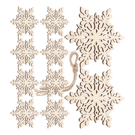 UPOUART 10pcs Unfinished Wooden Snowflake Ornaments for Christmas Crafts and Holiday Decorations