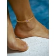 thumbnail image 3 of FOCALOOK February Birthstone Anklet for Women Cuban Link Ankle Bracelet Gold Plated Dainty Foot Chain Amethyst Gemstone Jewelry Valentine's Day Gifts, 3 of 12
