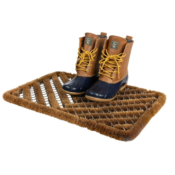 Kings County Tools 23x17.5” Natural Coir Doormat with Stainless Steel Mesh - Outdoor Welcome Mat