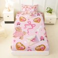 thumbnail image 3 of Homewish Valentine Dog Twin Sheets,Kawaii Pet Theme Bedding,Pink Ribbon Bow Decor,3 Pieces,1 Fitted Sheet and 1 Pillowcase, 3 of 6