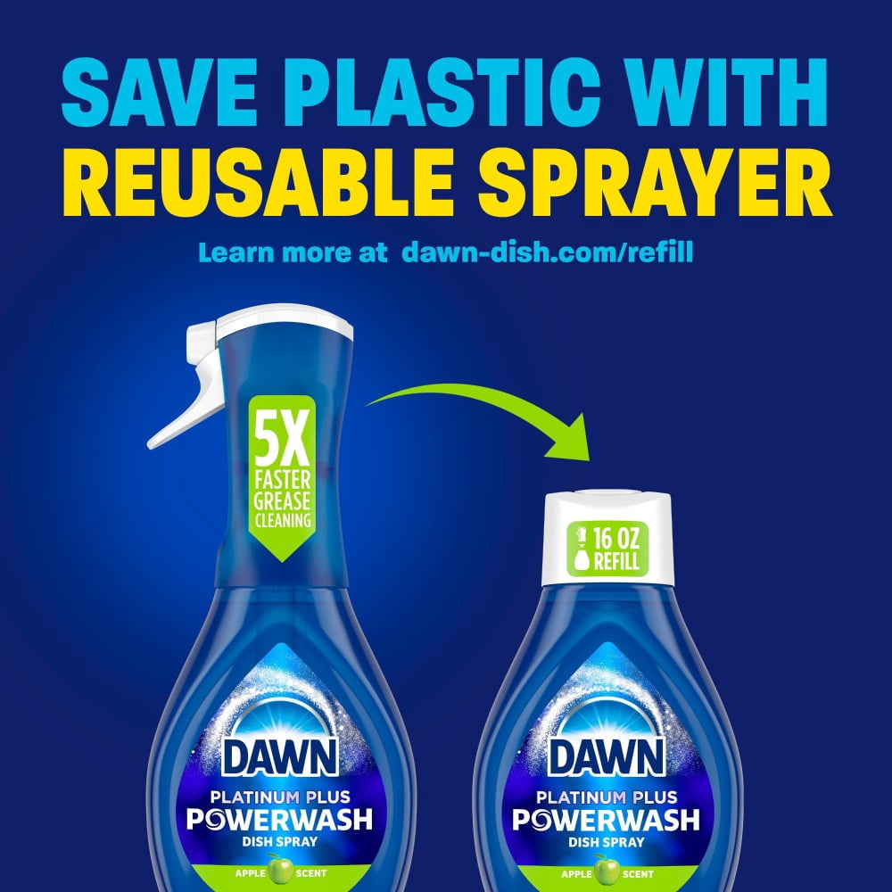 Dawn Platinum Powerwash Apple Scent Spray Dish Soap Refill 16 fl oz - 3 count