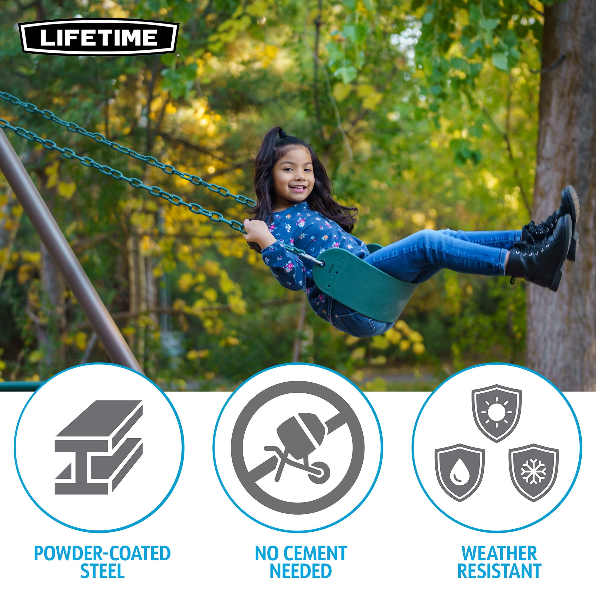 Lifetime Big Outdoor Playground Kid's Swing Set - 2 Belt Swings