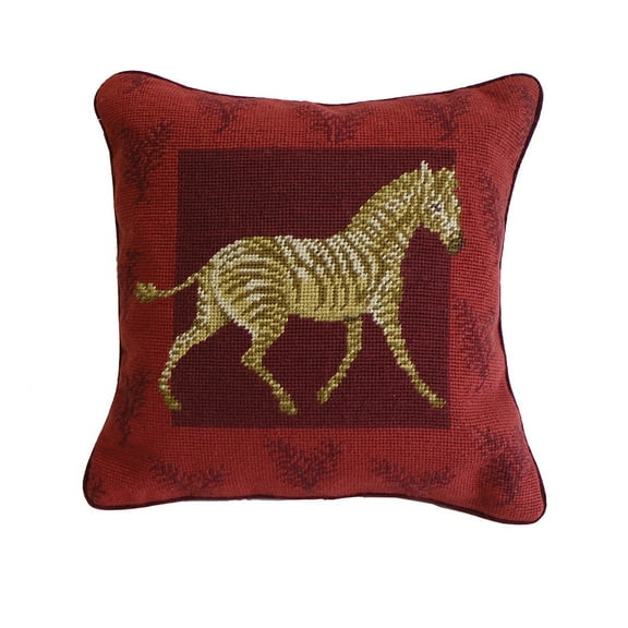 Zebra Needlepoint Accent Pillow Decor