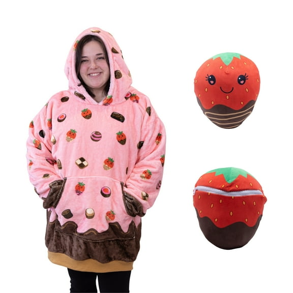 Chocolate Strawberry Snugible 2-in-1 Blanket Hoodie  Pillow