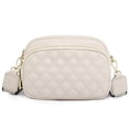 thumbnail image 1 of Bolso para Cámara Kuymtek Piel Vaca Primera Capa Con Textura Y Bordado Rombos Moderno Y Versátil Bandolera Un Hombro Elegante 7160 Blanco, 1 of 9