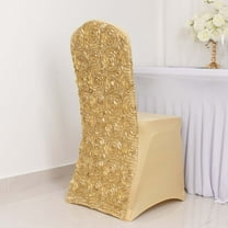 Efavormart Satin Rosette Champagne Stretch Banquet Spandex Chair Cover Dinning Event Slipcover For Wedding Party Banquet Catering