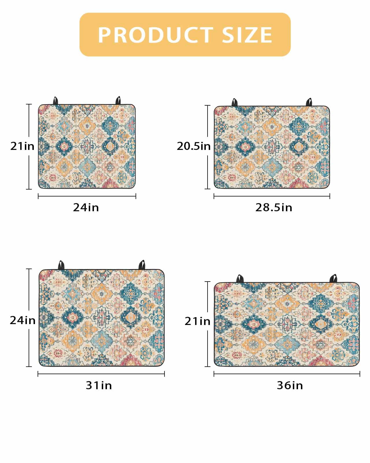 nqOlkjepod Large Induction Cooktop Protector Mat 24"x21", Morocco Ethnic Stove Top Covers for Electric Stove, Boho Country Retro Abstract Checked Stove Burner Cover Mats, Glass Top Stove Cover