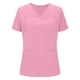 thumbnail image 5 of Blusa médica con bolsillos para mujer, color liso, manga corta, informal, cuello en V, para trabajo, 5 of 9