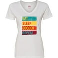 thumbnail image 3 of Inktastic Eat Sleep Soccer Repeat Women's V-Neck T-Shirt, 3 of 5