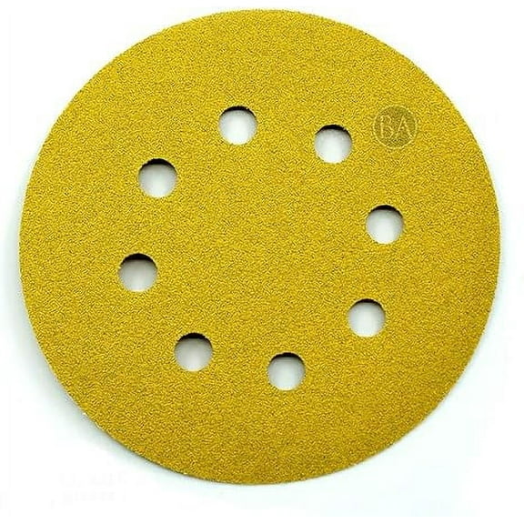 Benchmark Abrasives 5" Premium Ceramic 8 Holes Film Backed Hook and Loop Discs (50Pack) - 120 Grit