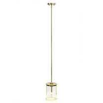 Elegant Designs 9.25" Adjustable Traditional Vintage Modern Industrial Farmhouse 1-Light Metal and Clear Cylindrical Glass Hanging Ceiling Pendant, Gold