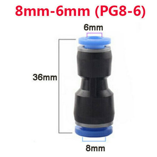 Reducer Straight Push-In Fittings Pneumatic Line Tube Hose Connector 4mm to 16mm