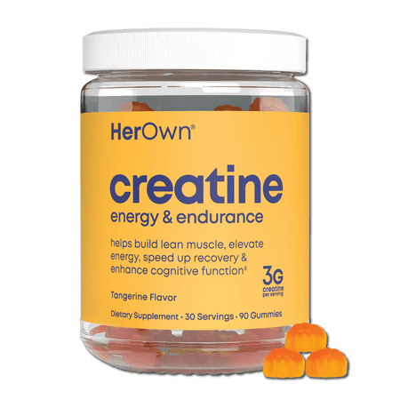 Her Own Creatine Gummies for Women – 3g Creatine Monohydrate per Serving – Energy, Endurance & Glute Support – Sugar Free, Vegan, Gluten Free, Non-GMO – Tangerine Flavor, 90 Gummies