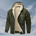 thumbnail image 2 of Men's Winter Casual Plush Solid Color Hooded Coats Long Sleeve Zipper Pocket Coats Jacket Versatile Outwear, 2 of 3
