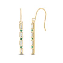 Cali Trove, 14K Yellow Gold Vermeil Baguette Diamond and Emerald Dangle Earrings for Women, 1/6 Ct