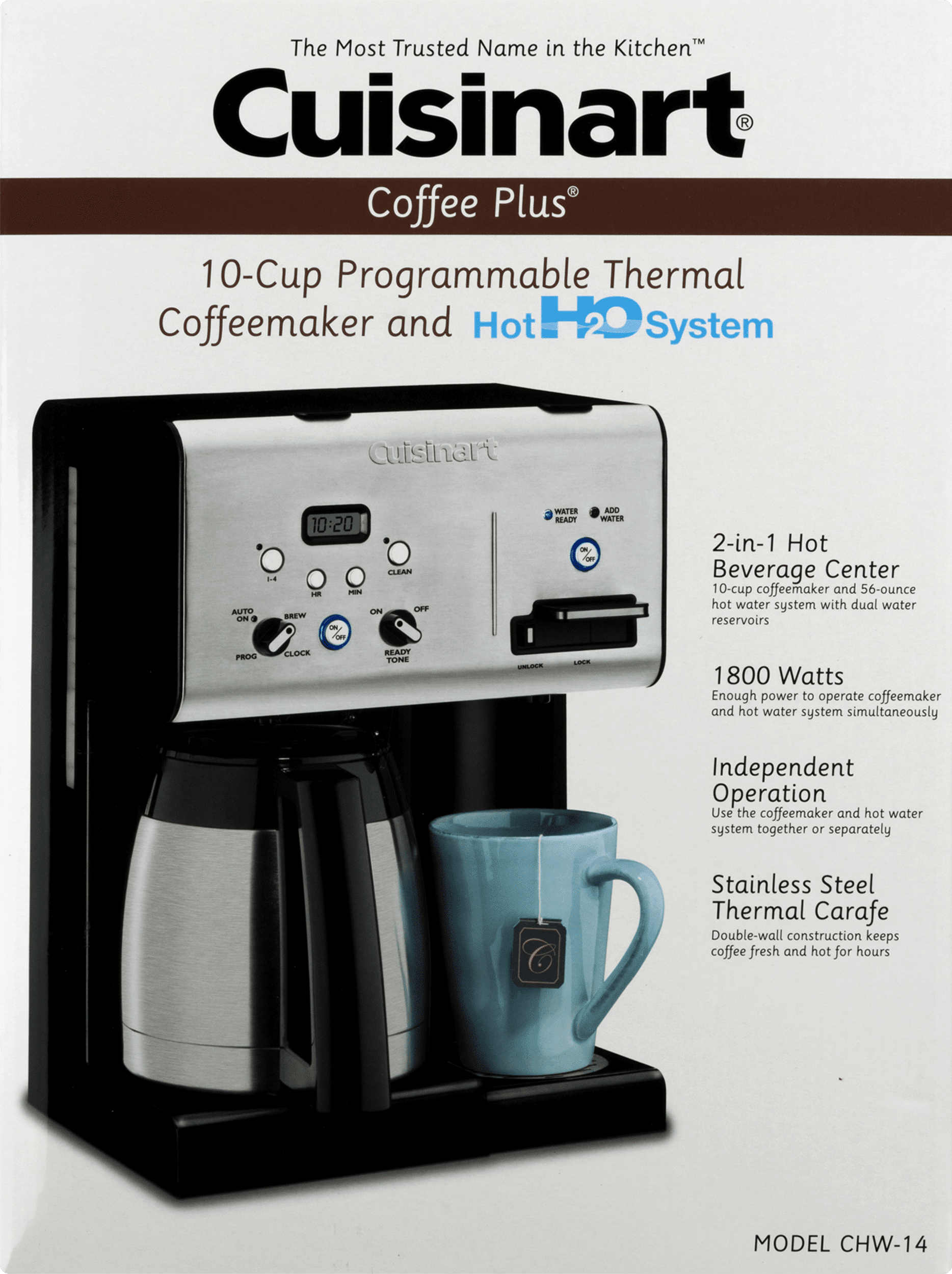 Cuisinart CHW-14 Coffee Plus 10-Cup Thermal Programmable Coffeemaker and Hot Water System 