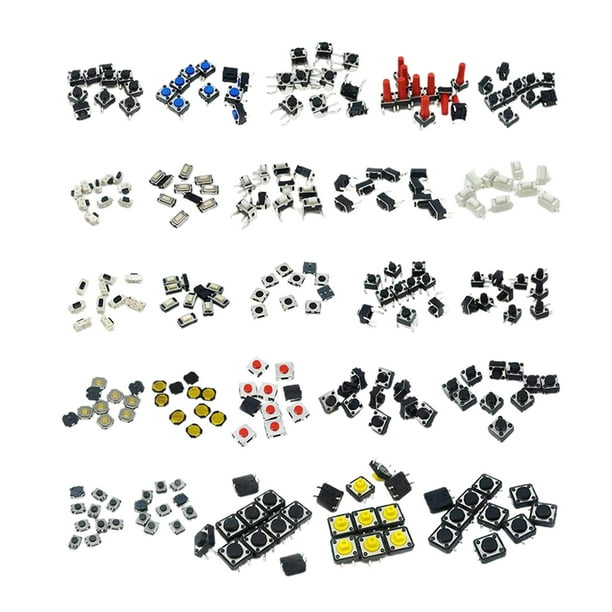 Kit surtido de interruptores táctiles de 25 valores, microinterruptores táctiles momentáneos 250 piezas (25x10 piezas)