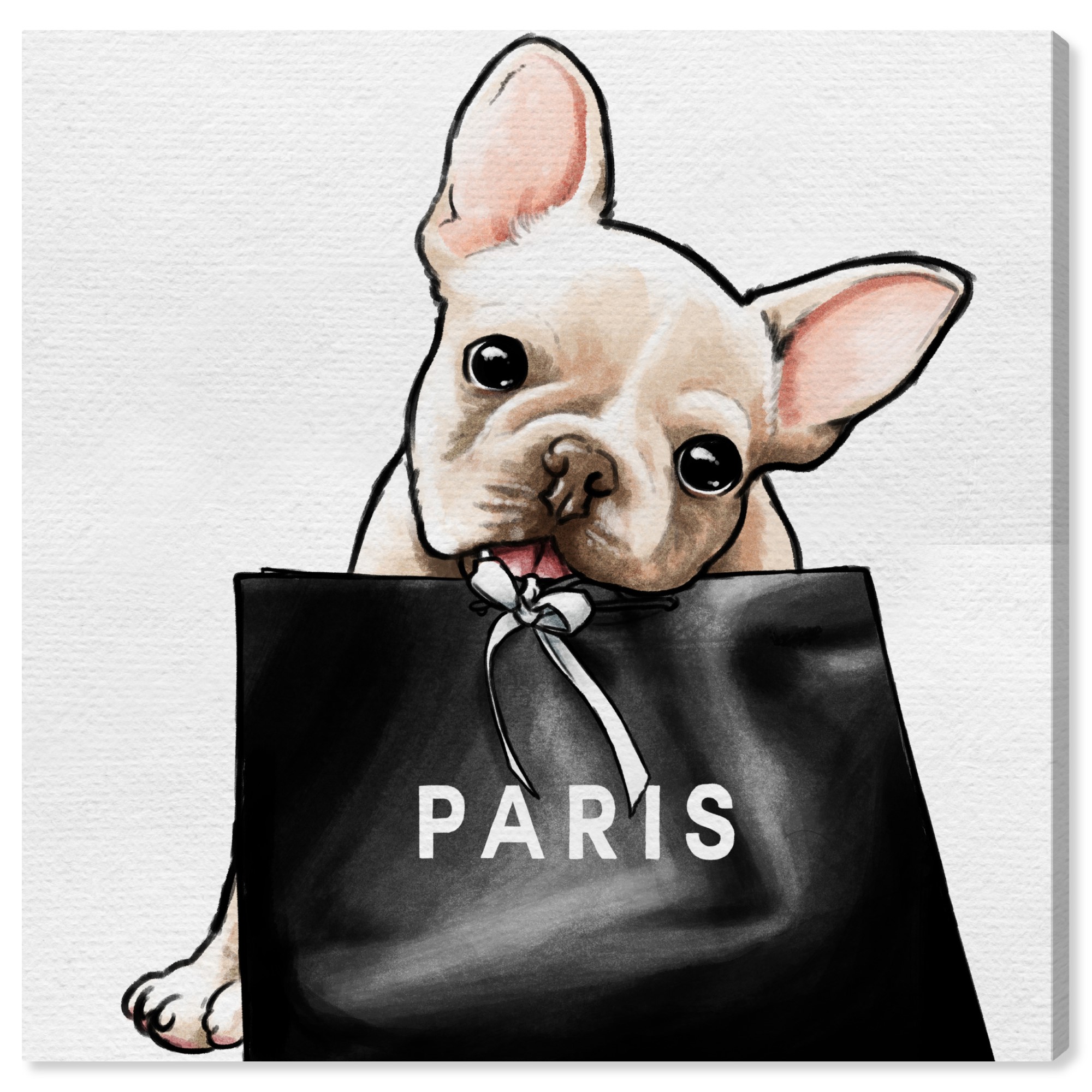 Runway Avenue Fashion and Glam Wall Art Canvas Prints 'Frenchie Glam Paris' Lifestyle White