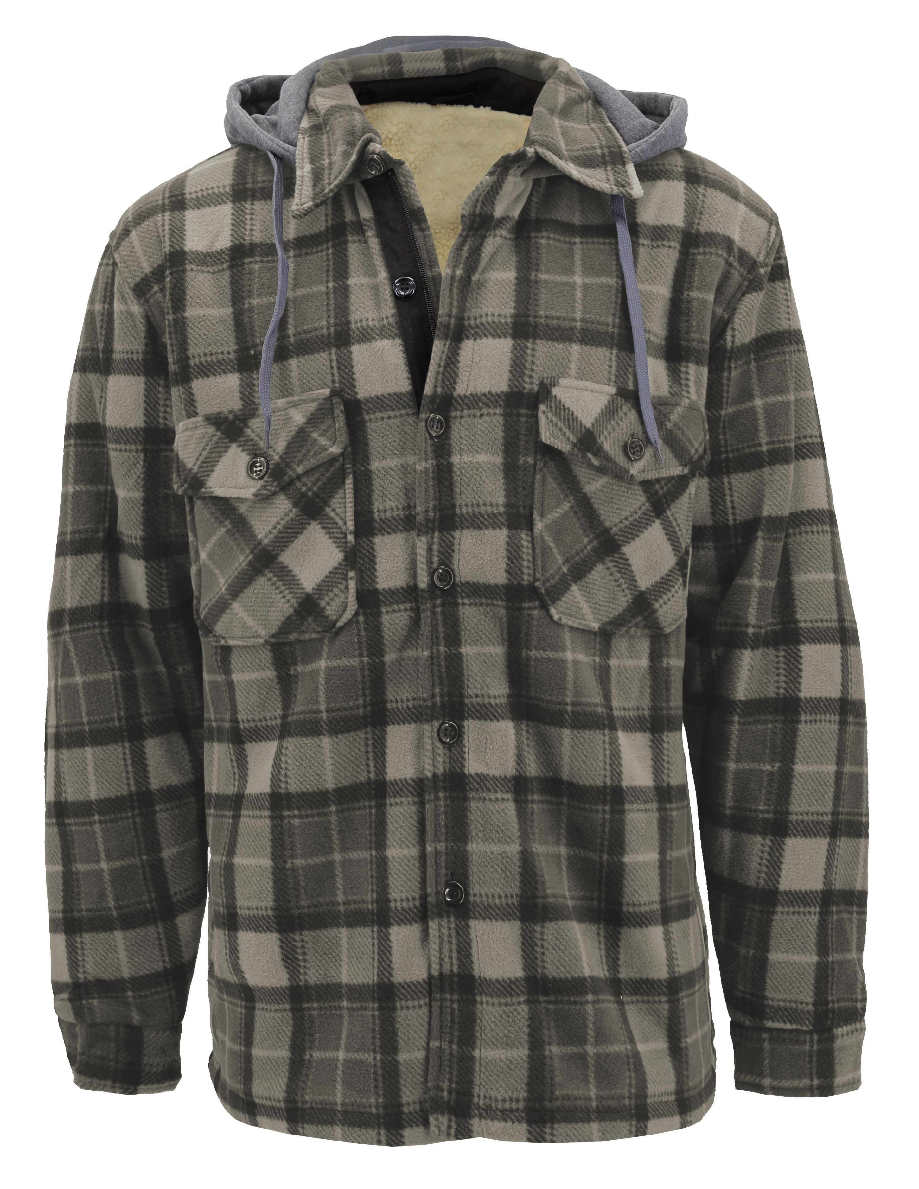 VKWEAR - Men's Heavyweight Flannel Zip Up Fleece Lined Plaid Sherpa ...