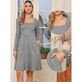 thumbnail image 2 of DARING DIVA Women's Knit Sweater Casual Square Neck Long Sleeve Dress L Grey, 2 of 6