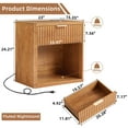thumbnail image 2 of Nightstand Set of 2 with Charging Station, Farmhouse Bedside Tables Night Stands with Drawer, Boho Side Tables for Bedroom, Living Room, Brown, 2 of 9