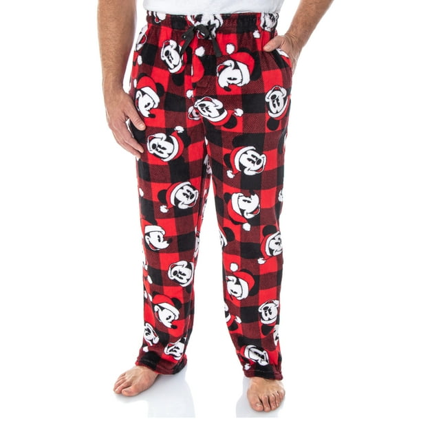Disney Mickey Mouse Mens Plaid Minky Plush Fleece Pajama Pants - Walmart.com