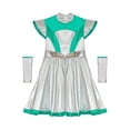thumbnail image 5 of CHICTRY Kids Girls Alien Robot Astronaut Dance Sets Metallic Cap Sleeve A Line Dress with Tentacle Green-A 8, 5 of 7