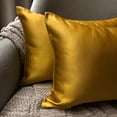 thumbnail image 4 of Dark Gold Decorative Lumbar Pillow Cover 20"x28" | Pack of 2 Modern Satin Oblong Cushion Cover Solid | Plain Solid Pillowcases for Bed, Couch & Sofa, Modern Home Décor - Dark Gold Slub Satin, 4 of 12