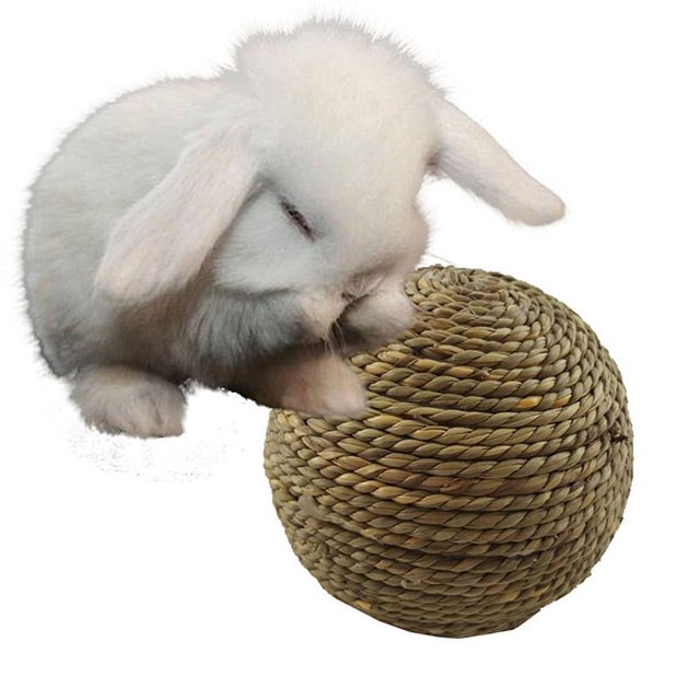 PEACNNG Jouet à Mâcher pour Petits Animaux Boule d'Herbe Naturelle Nettoyage des Dents Jouets de Broyage pour Chats Lapins et Petits Rongeurs