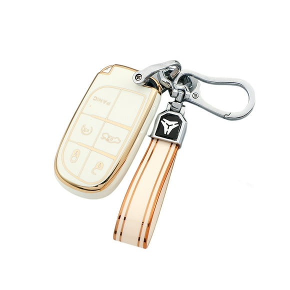 Ustyle Car Key Fob Cover Gold Edge Soft TPU Keychain Skin Protection Smart 5 Buttons Keyring Protector Shell Accessories