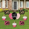 Big Dot of Happiness Chic 50th Birthday - Pink, Black and Gold - Yard Sign and Outdoor Lawn Decorations - Happy Birthday Party Yard Signs - Set of 8
