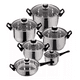 thumbnail image 1 of Batería De Cocina Ollas Acero Inoxidable Tapa Cacerola 6 pcs, Plata, 1 of 5