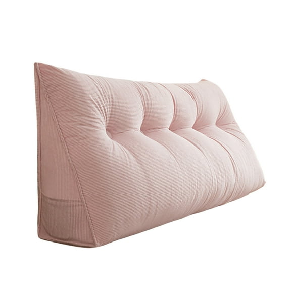 White Triangular Headboard Bolster Pillow for Dorm - Twin Size Body Pillow Large Back Support for Sitting in Bed - A