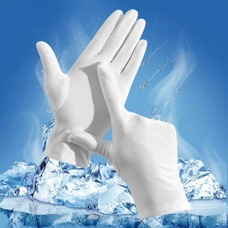 Yubnlvae unisex Ice Sensation Sunscreen Gloves Ice Silk Outdoor Fishing Riding Gloves White