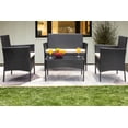 thumbnail image 3 of Devoko 4 Pieces Outdoor Patio Conversation Set PE Rattan Wicker Furniture Set, Black/Beige, 3 of 7