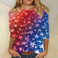 thumbnail image 2 of 4th of July Shirts for Womens 2025 Fashion American Flag Graphic Tees Independence Day Cute Patriotic T-Shirts Gradient USA Flag Star Stripes Print Tunic 3/4 Sleeve Plus Size Tshirts Comfy Outfits, 2 of 5