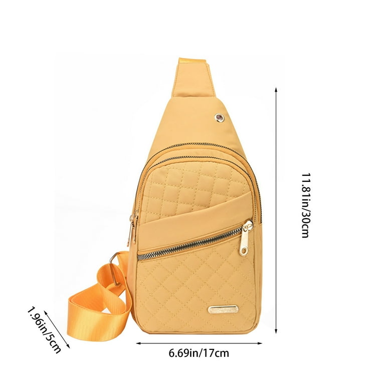 Holloyiver Casual Nylon Sling Backpack for Women Men Quilted Diamond Pack CrossBody Bags for Travel Hiking Running Yellow