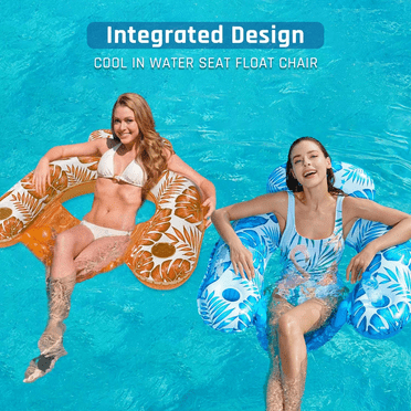 2 Pack Water Floating Chair,Inflatable Comfort Chair Lounge Pool Float with Cup Holders