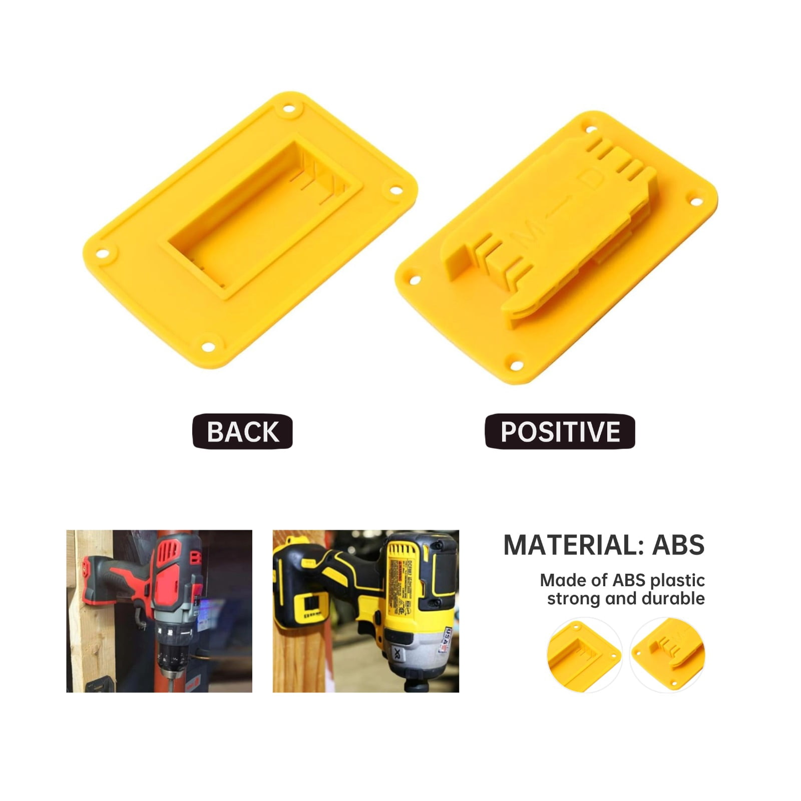 Tool Holders and Battery Mounts Compatible with Dewalt 20V and Milwaukee Tools, Heavy-Duty ABS Wall Organizer Rack with Screws, Drill and Battery Holder Mount for Garage, Workshop, Job Site (20 Pack)