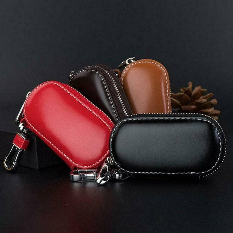 Classic Leather Key Pouch Car Key Holder Key Chain Protective Car Key Case