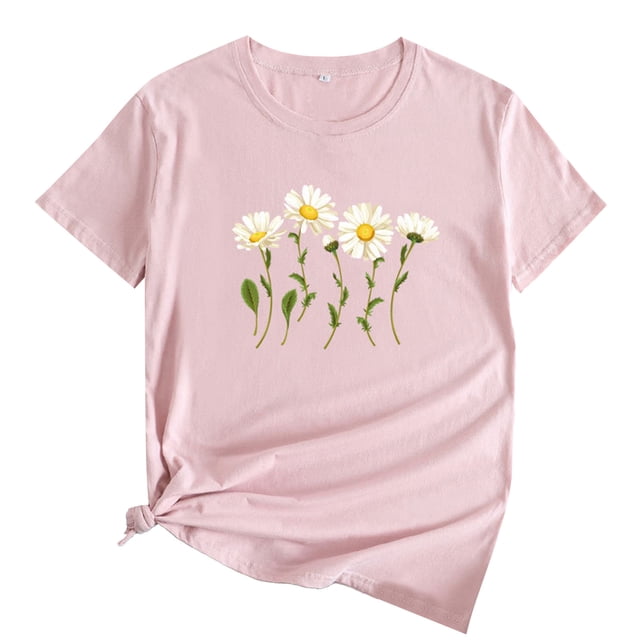 LUOGENLI T-shirts pour Femmes T-shirts Frais et Mignons en Coton Imprimé Col Rond Manches Courtes T-shirts Graphiques T-shirts Drôles Vêtements d'Été T-shirts pour Femmes t-Shirt Graphique Pâques TTG