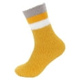 thumbnail image 2 of Women's Soft and Cozy Fuzzy Crew Socks, 4 Pairs, Color 16 Solid Stripes Orange, 2 of 5
