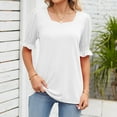 thumbnail image 6 of White S WIZUTIZ T Shirts for Women up to 65% Off Retro Breathable Pure Colour Fashion Tshirt Crew Neck Cozy Style Ladies T-shirt Linen Short Sleeve Shirts Sports Fluffy Blouse Plus Size Solid Tee Top, 6 of 6