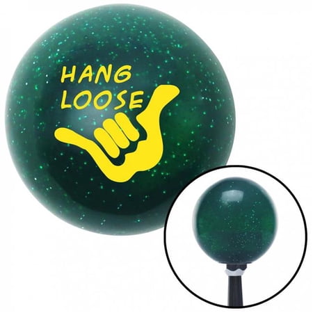 American Shifter Yellow Hang Loose with Hand Green Metal Flake Shift Knob with M16 x 1.5 Insert Auto Brody